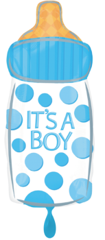 XL Folieballon Figur - blaue Babyflasche - ø50 cm
